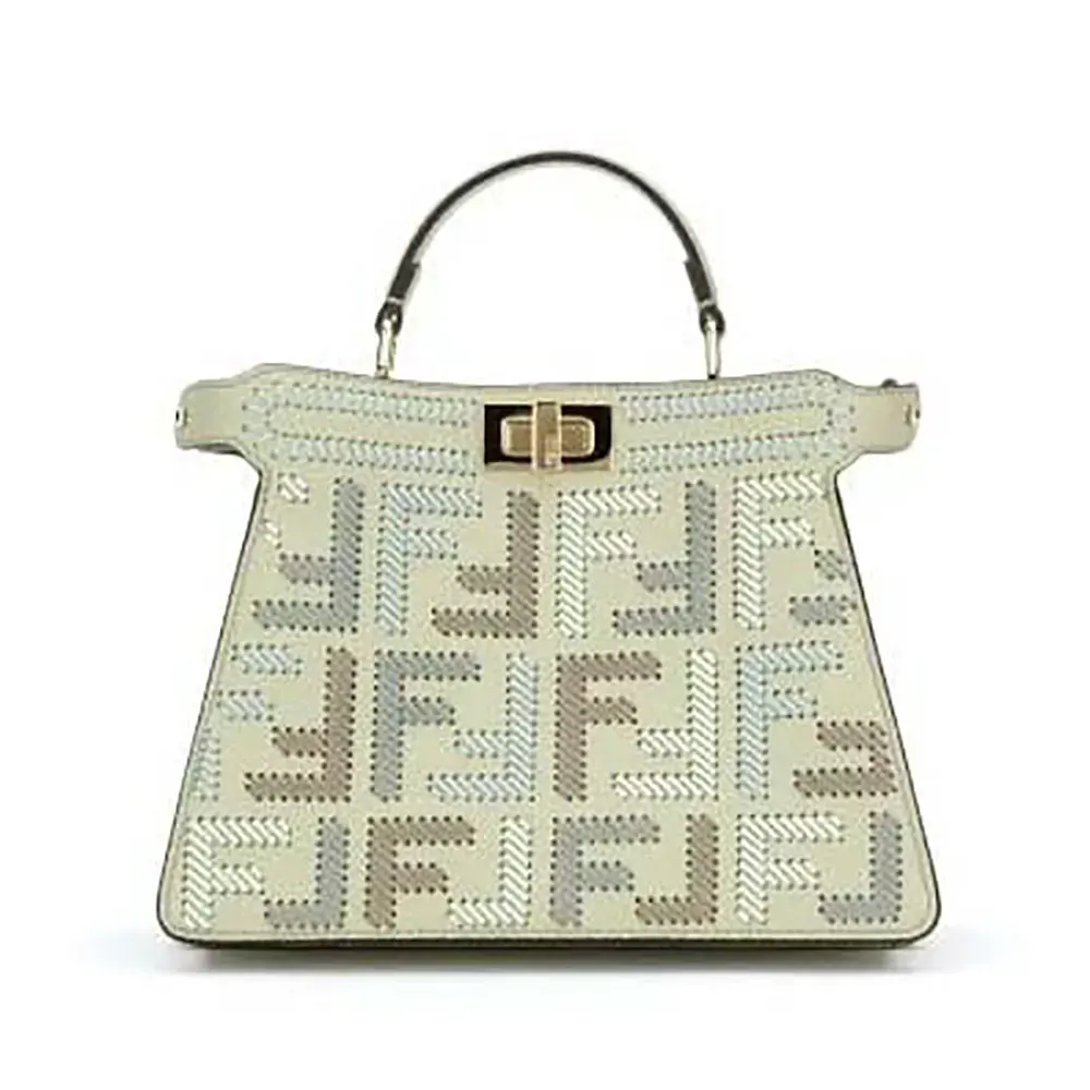 Fendi Women Peekaboo ISeeU Mini Leather Bag with FF Interlacing