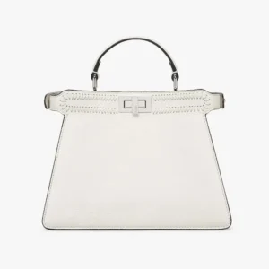 Fendi Women Peekaboo ISeeU Small Beige Leather Bag with FF Interlacing