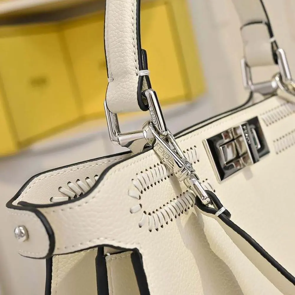 Fendi Women Peekaboo ISeeU Small Beige Leather Bag with FF Interlacing 9 Fendi Women Peekaboo ISeeU Small Beige Leather Bag with FF Interlacing - Image 9