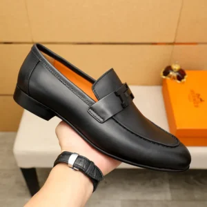 Hermes Men Honore Loafer in Calfskin-Black H232903ZA02400