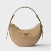 Prada Women Arqué Mini Leather Shoulder Bag-Sand Beige 1BC194