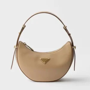 Prada Women Arqué Mini Leather Shoulder Bag-Sand Beige 1BC194