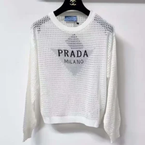 Prada Women Milano Open-knit Top-White