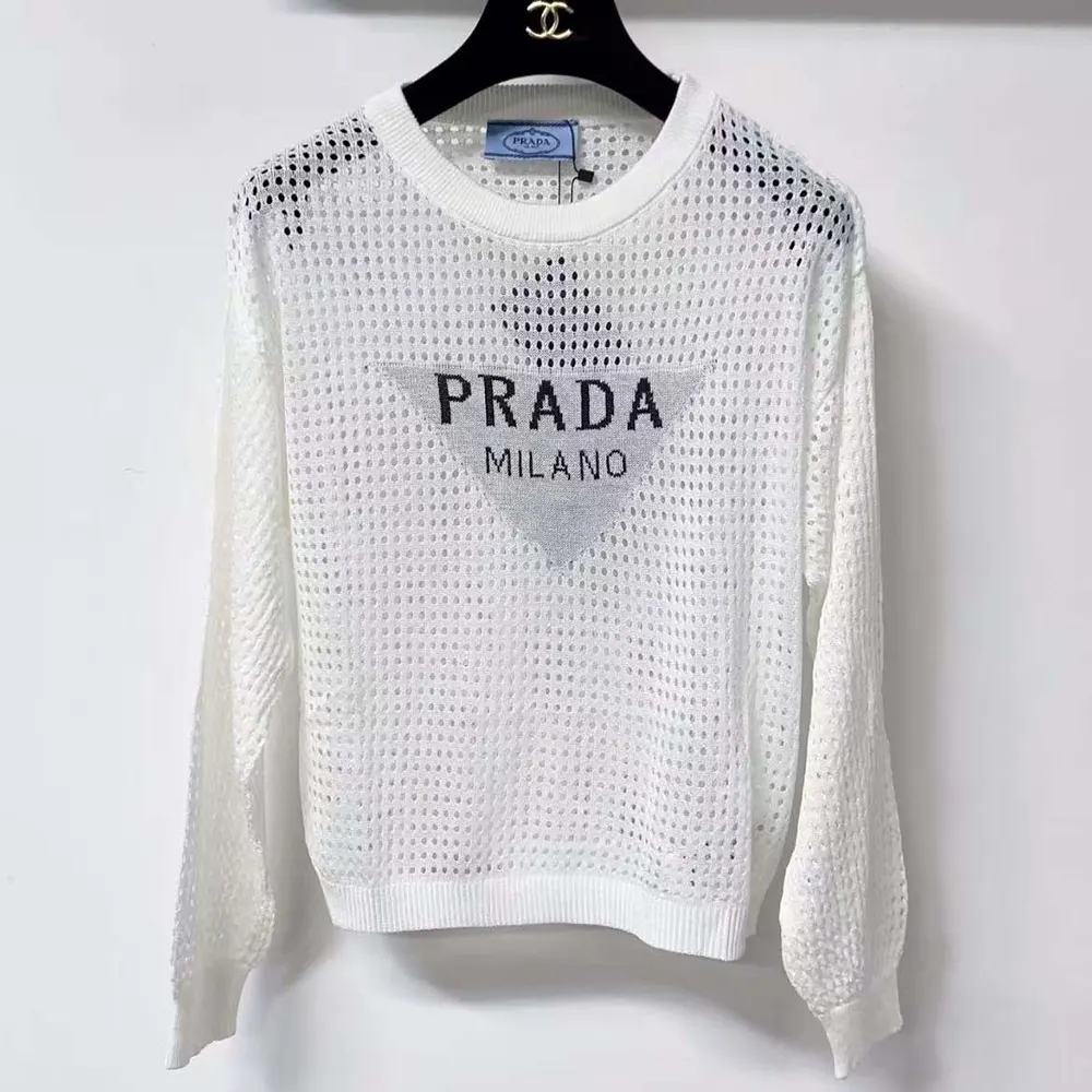 Prada Women Milano Open-knit Top-White