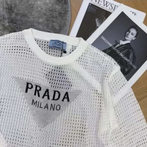 Prada Women Milano Open-knit Top-White