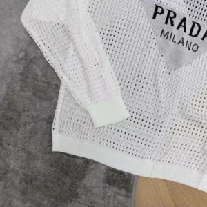 Prada Women Milano Open-knit Top-White