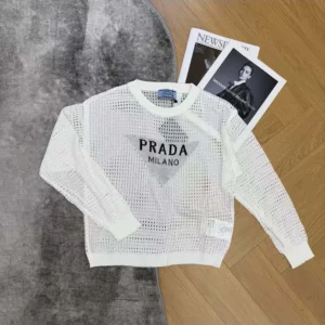 Prada Women Milano Open-knit Top-White