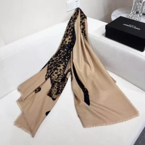 Saint Laurent YSL Women Cassandre Square Scarf In Wool Twill