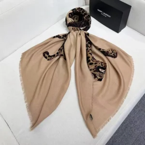 Saint Laurent YSL Women Cassandre Square Scarf In Wool Twill