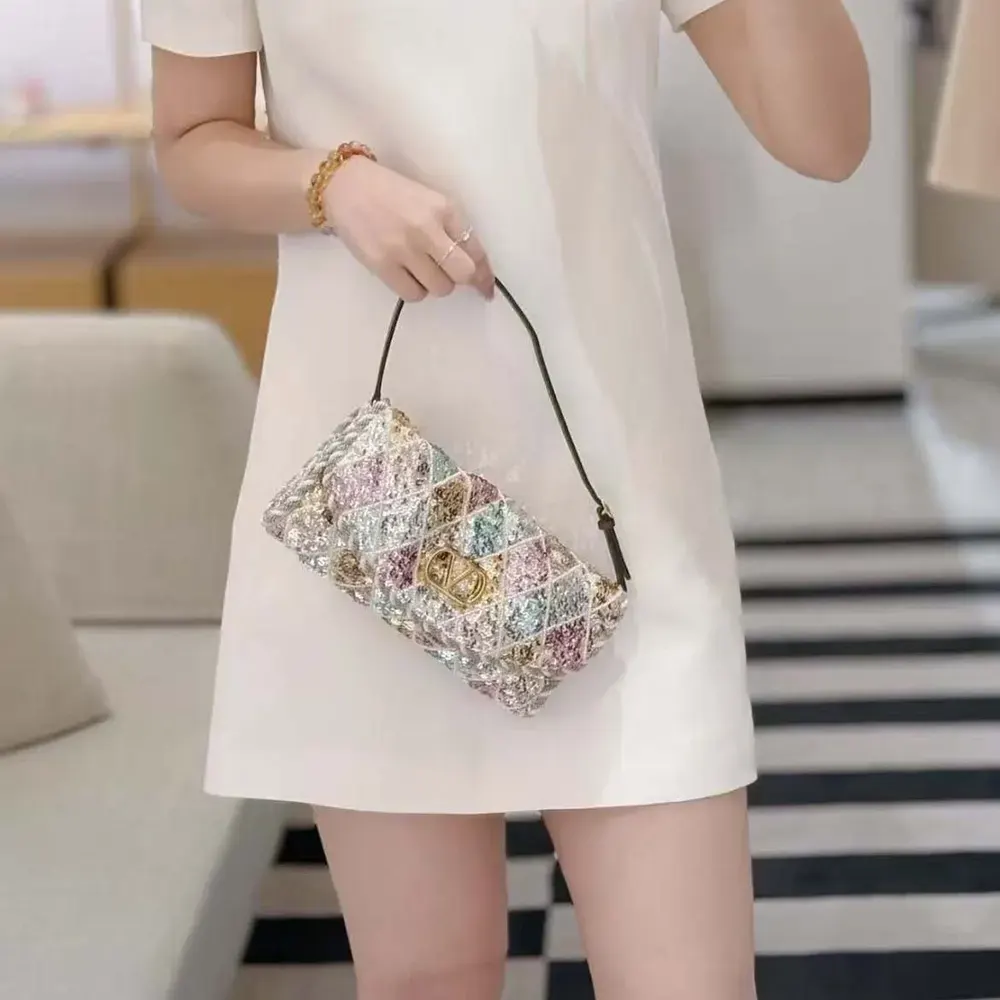 Valentino Women Garavani Devain Small Shoulder Bag With Rhombelle Embroidery 3 Valentino Women Garavani Devain Small Shoulder Bag With Rhombelle Embroidery - Image 3