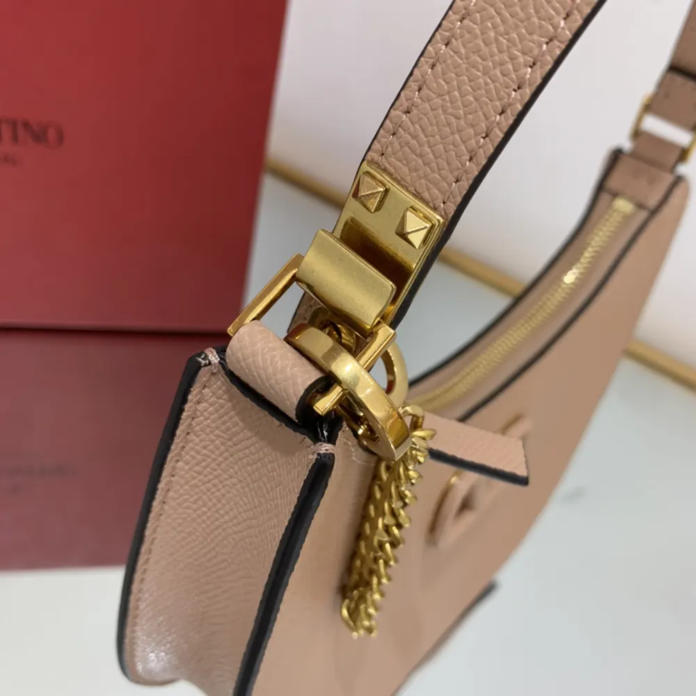 Valentino Women VLogo Signature Mini Hobo Bag in Grainy Calfskin-Pink 10 Valentino Women VLogo Signature Mini Hobo Bag in Grainy Calfskin-Pink - Image 10