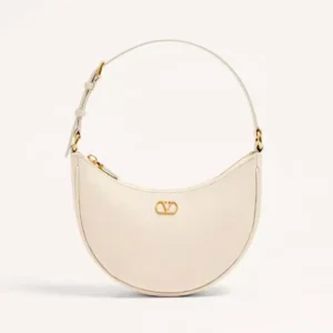 Valentino Women VLogo Signature Mini Hobo Bag in Grainy Calfskin-White