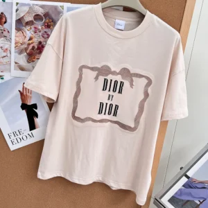 Dior Men Oversized Embroidered Book Cover T-Shirt Pink Cotton Jersey 643T12A4C65
