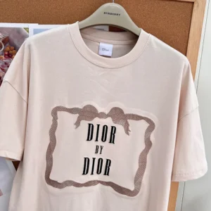 Dior Men Oversized Embroidered Book Cover T-Shirt Pink Cotton Jersey 643T12A4C65