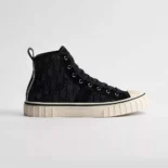 Dior Unisex Hooper High-Top Sneaker White Canvas and Navy Blue Suede Calfskin