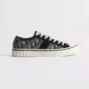 Dior Unisex Hooper Low-Top Sneaker Beige and Blue Dior Oblique Jacquard and Black Suede Calfskin