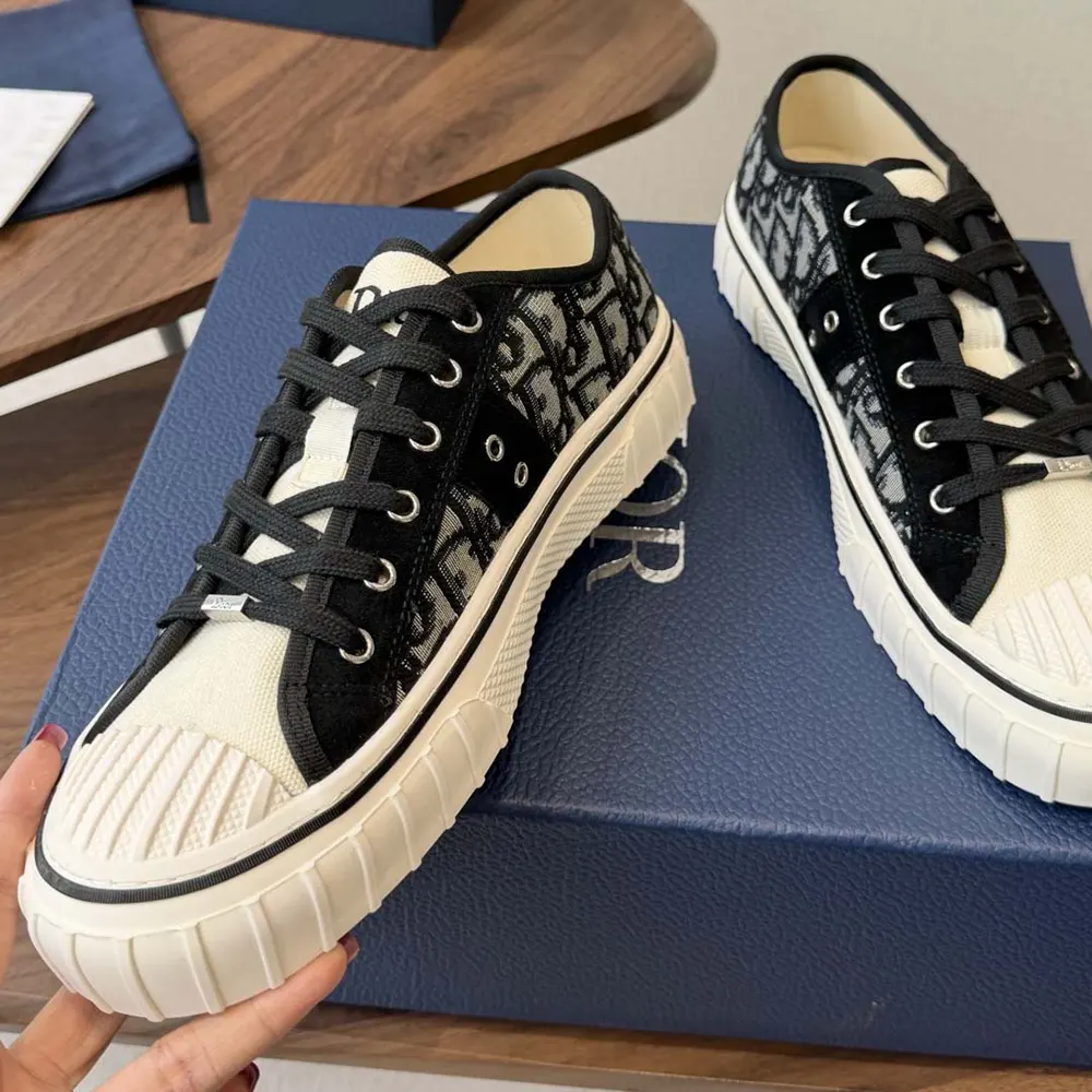 Dior Unisex Hooper Low-Top Sneaker Beige and Blue Dior Oblique Jacquard and Black Suede Calfskin 5 Dior Unisex Hooper Low-Top Sneaker Beige and Blue Dior Oblique Jacquard and Black Suede Calfskin