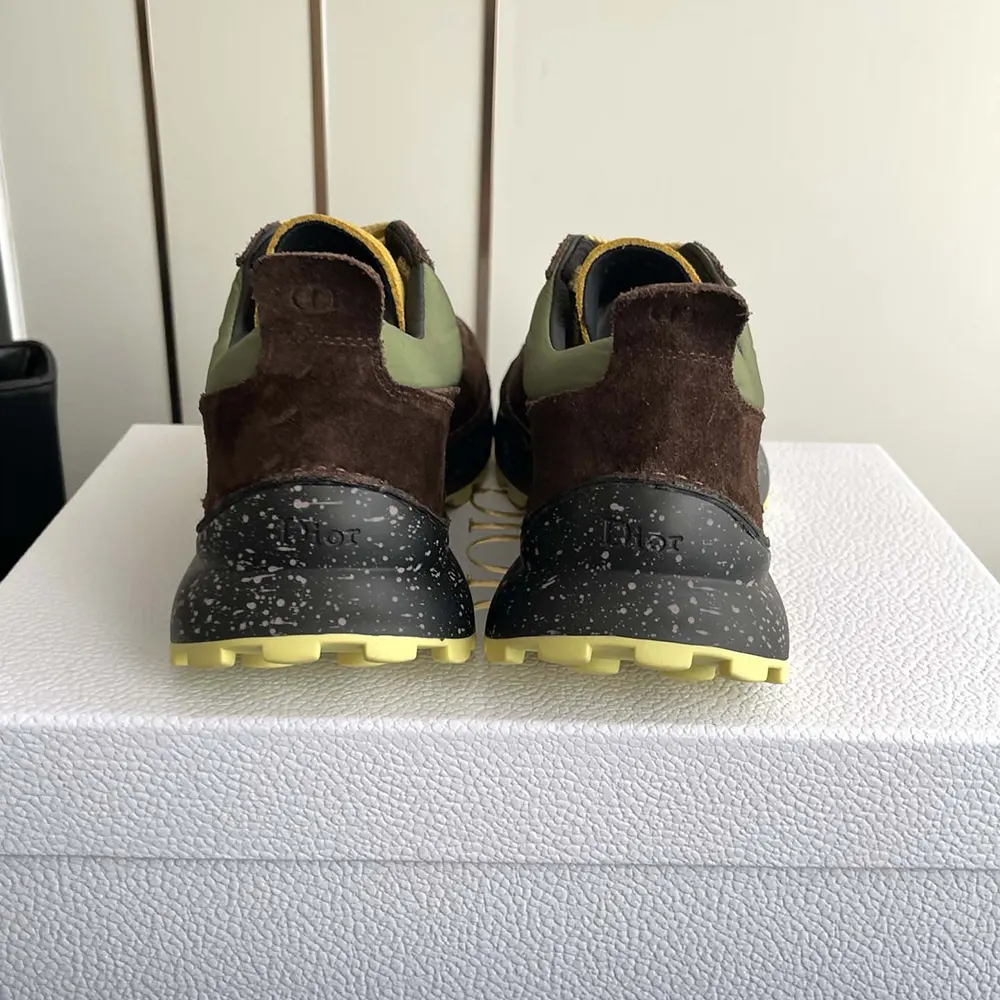 Dior Unisex Squash Sneaker Brown and Yellow Suede Calfskin with Green Technical Fabric 7 Dior Unisex Squash Sneaker Brown and Yellow Suede Calfskin with Green Technical Fabric
