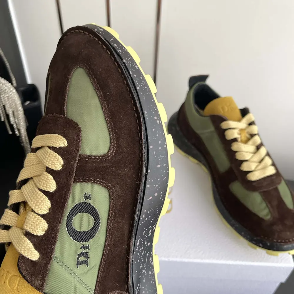 Dior Unisex Squash Sneaker Brown and Yellow Suede Calfskin with Green Technical Fabric 8 Dior Unisex Squash Sneaker Brown and Yellow Suede Calfskin with Green Technical Fabric