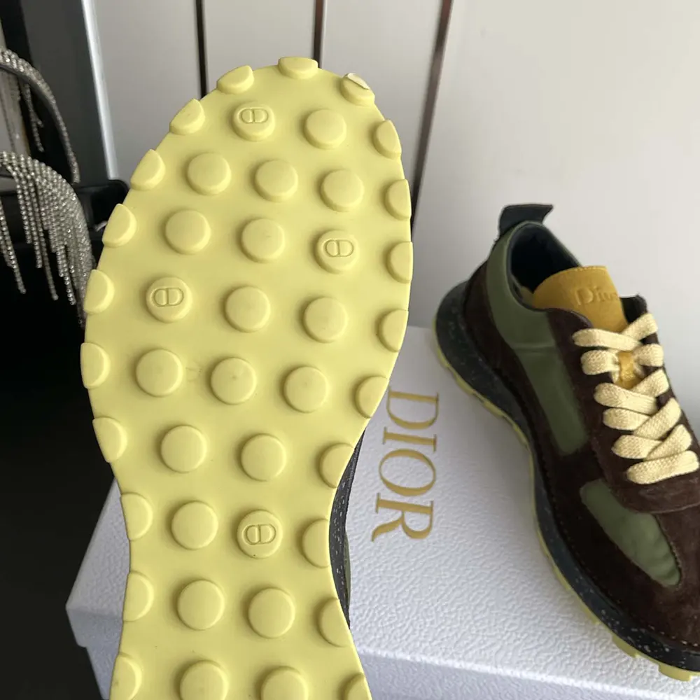 Dior Unisex Squash Sneaker Brown and Yellow Suede Calfskin with Green Technical Fabric 10 Dior Unisex Squash Sneaker Brown and Yellow Suede Calfskin with Green Technical Fabric