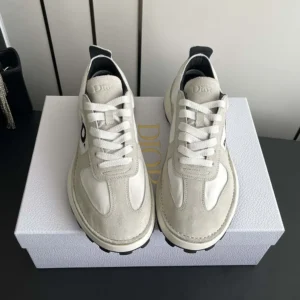 Dior Unisex Squash Sneaker Dior Gray Suede Calfskin and White Technical Fabric