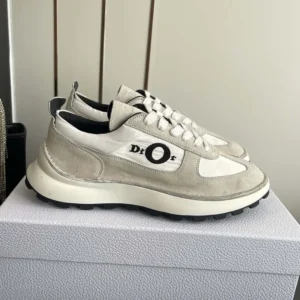 Dior Unisex Squash Sneaker Dior Gray Suede Calfskin and White Technical Fabric