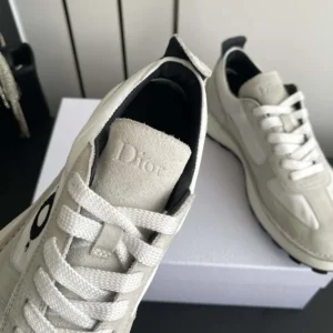 Dior Unisex Squash Sneaker Dior Gray Suede Calfskin and White Technical Fabric