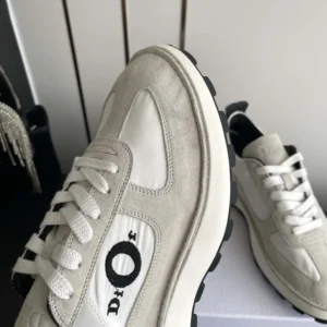 Dior Unisex Squash Sneaker Dior Gray Suede Calfskin and White Technical Fabric