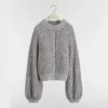 Dior Women Cardigan Gray Virgin Wool-Cashmere-Blend Tweed Embroidered with Sequins