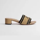 Dior Women Dioriviera Dior Woven Heeled Slide Trench Crocheted Raffia-Effect Technical Fabric