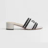 Dior Women Dioriviera Dior Woven Heeled Slide White Crocheted Raffia-Effect Technical Fabric