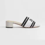 Dior Women Dioriviera Dior Woven Heeled Slide White Crocheted Raffia-Effect Technical Fabric