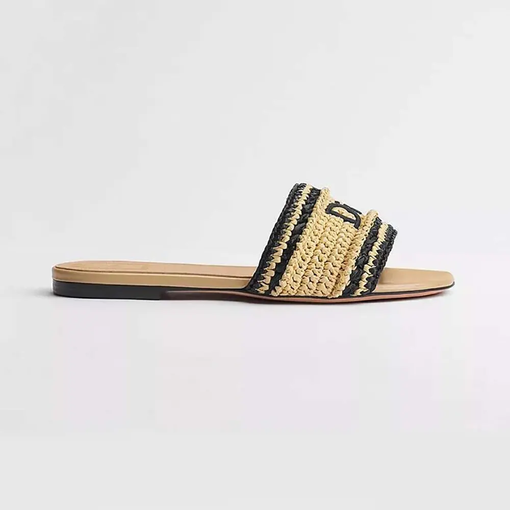 Dior Women Dioriviera Dior Woven Slide Trench Crocheted Raffia-Effect Technical Fabric