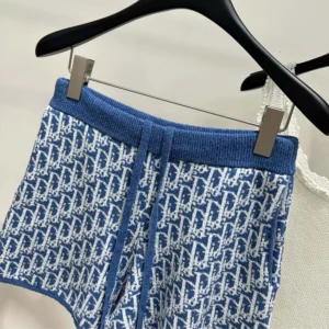Dior Women Dioriviera Shorts Blue Spongy Dior Oblique Cotton-Blend Jacquard