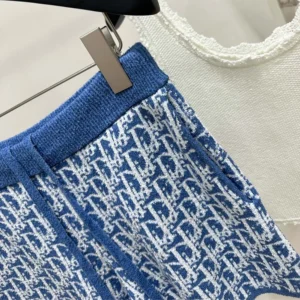 Dior Women Dioriviera Shorts Blue Spongy Dior Oblique Cotton-Blend Jacquard