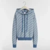 Dior Women Dioriviera Zipped Cardigan with Hood Blue Spongy Dior Oblique Cotton-Blend Jacquard