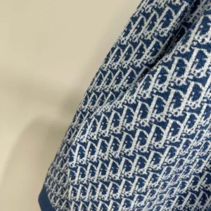 Dior Women Dioriviera Zipped Cardigan with Hood Blue Spongy Dior Oblique Cotton-Blend Jacquard