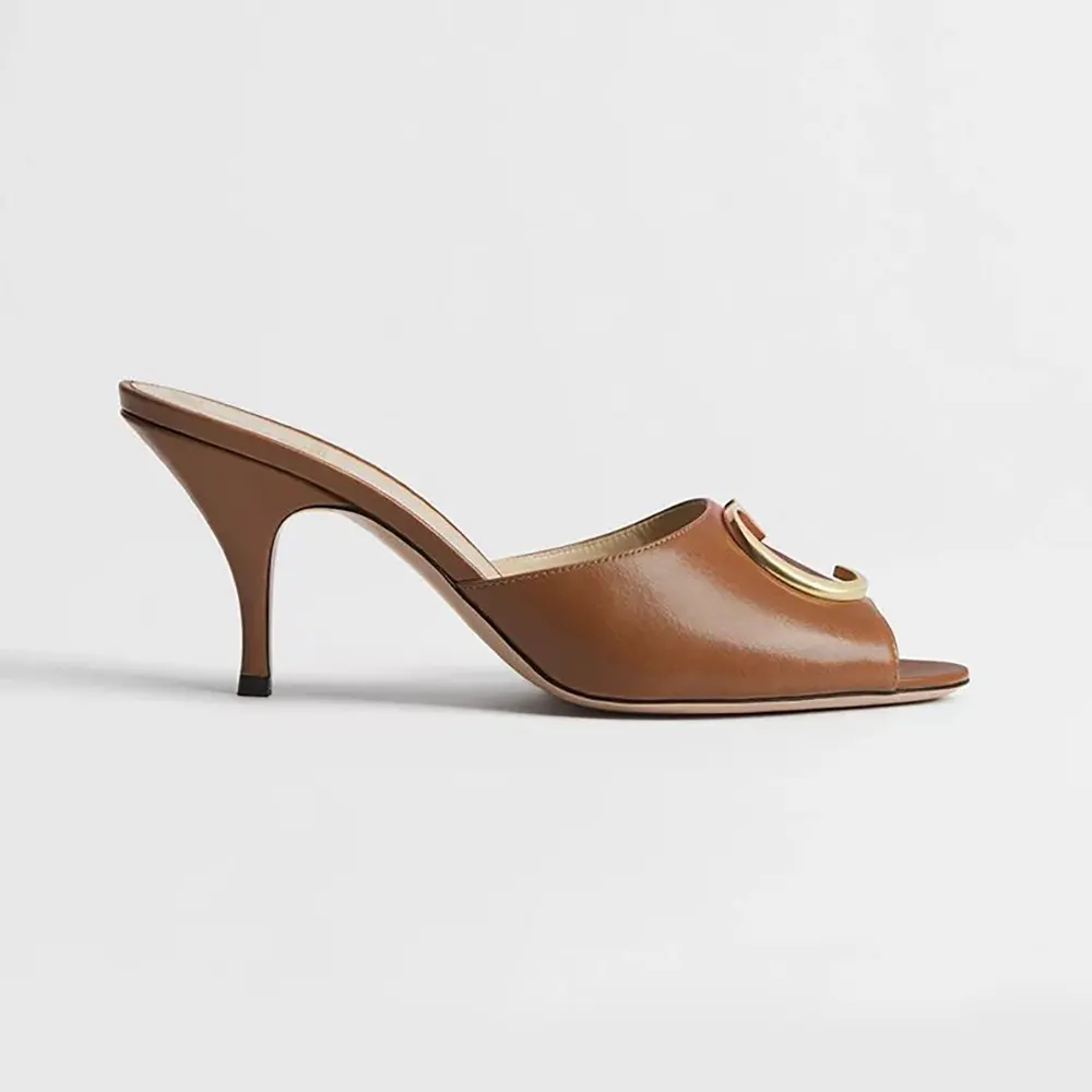 Dior Women Initials Heeled Slide New Marron Lambski KCO675LAB