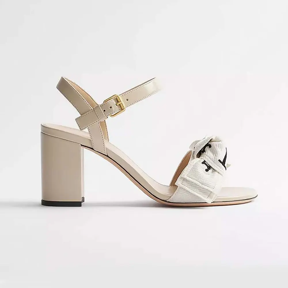 Dior Women J'Adior Heeled Sandal Embroidered Cotton and Trench Lambskin