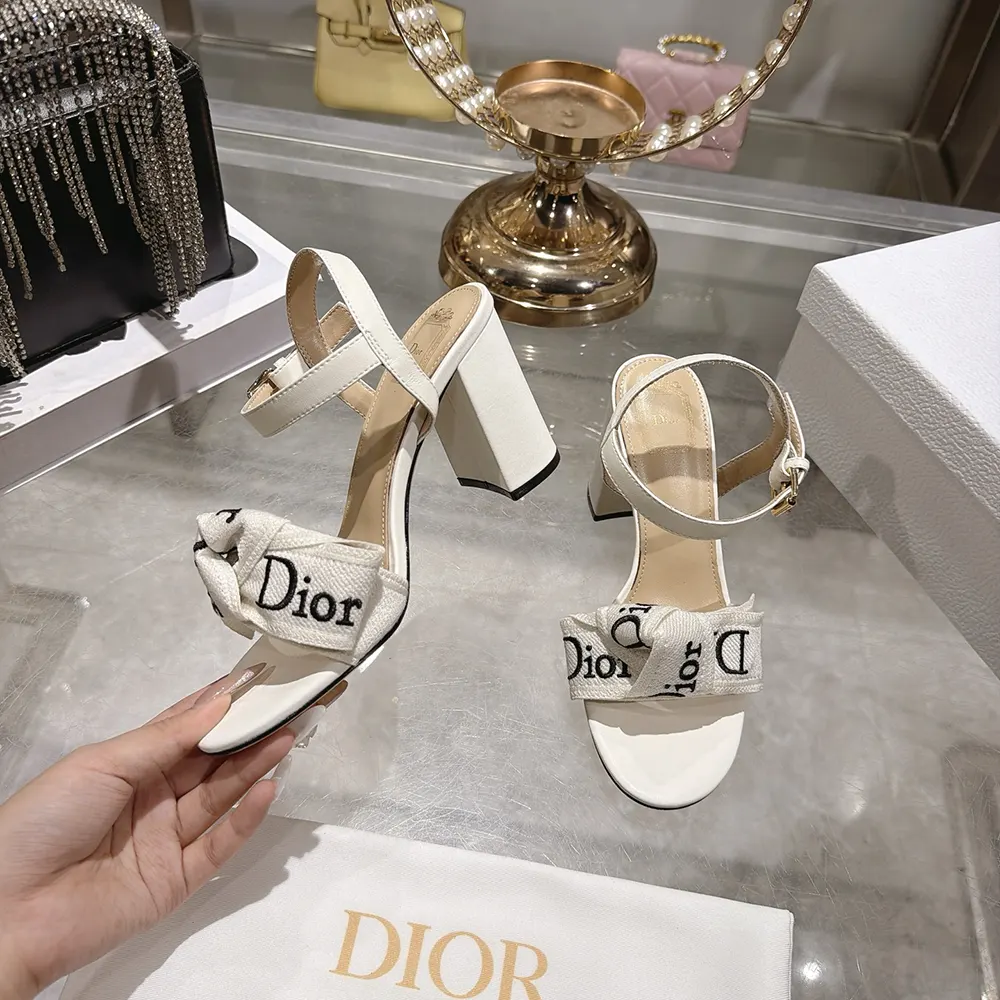 Dior Women J'Adior Heeled Sandal Embroidered Cotton and Trench Lambskin 4 Dior Women J'Adior Heeled Sandal Embroidered Cotton and Trench Lambskin