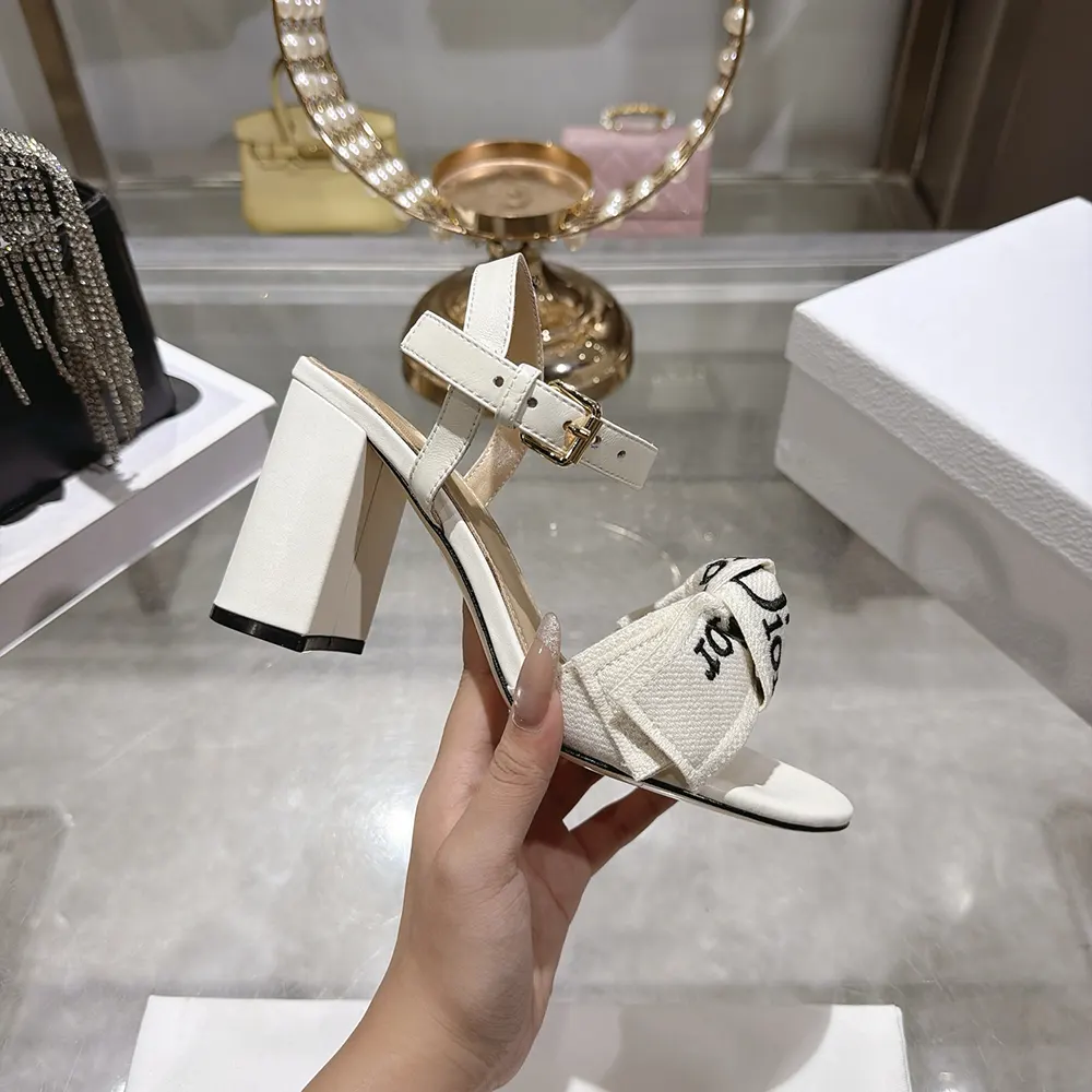 Dior Women J'Adior Heeled Sandal Embroidered Cotton and Trench Lambskin 6 Dior Women J'Adior Heeled Sandal Embroidered Cotton and Trench Lambskin