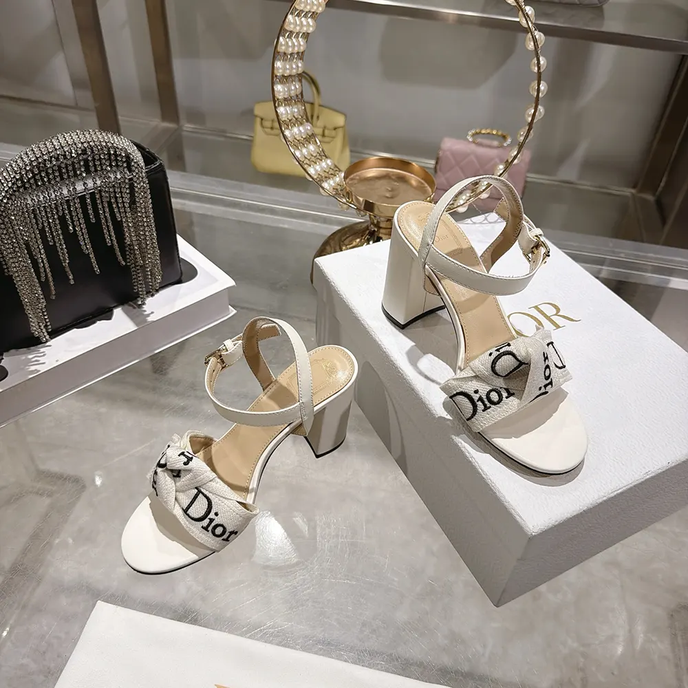 Dior Women J'Adior Heeled Sandal Embroidered Cotton and Trench Lambskin 3 Dior Women J'Adior Heeled Sandal Embroidered Cotton and Trench Lambskin