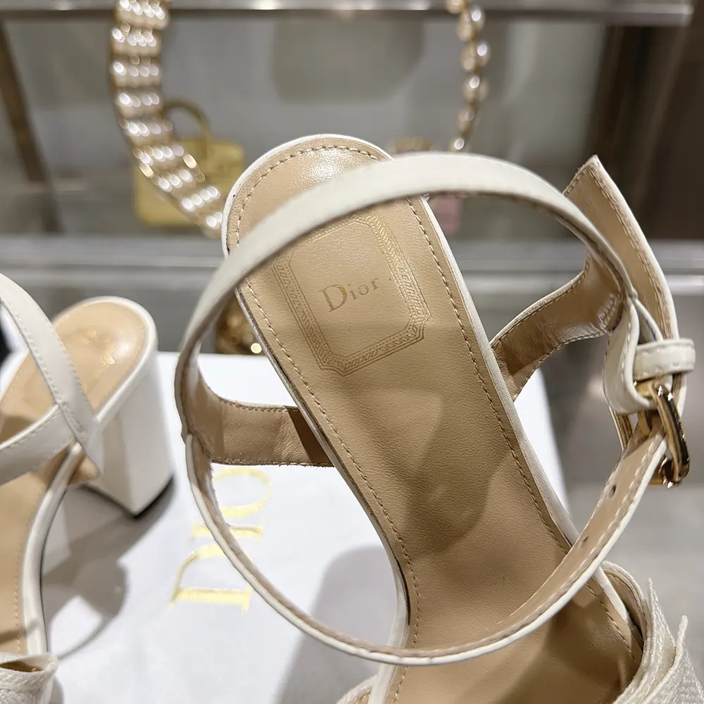 Dior Women J'Adior Heeled Sandal Embroidered Cotton and Trench Lambskin 8 Dior Women J'Adior Heeled Sandal Embroidered Cotton and Trench Lambskin