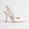 Dior Women J'Adior Slingback Pump Embroidered Cotton and White Resin Pearls