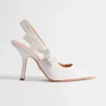 Dior Women J'Adior Slingback Pump Embroidered Cotton and White Resin Pearls