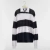 Dior Women Marinière Long-Sleeved Polo Shirt Black and White Technical Lace