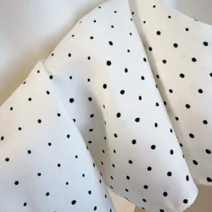 Dior Women Mid-Length Flared Skirt White Silk Twill with Black PolkaDior Motif
