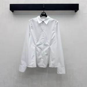 Dior Women Peplum Blouse White Cotton Poplin 651B63A3076