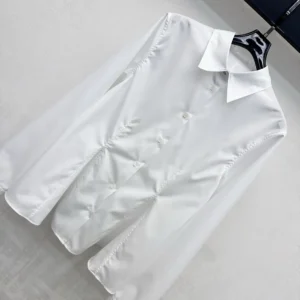 Dior Women Peplum Blouse White Cotton Poplin 651B63A3076