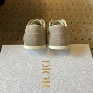 Dior Women Ribbon Sneaker Gray Suede Calfskin and Silver-Tone Crinkled Laminated Lambskin